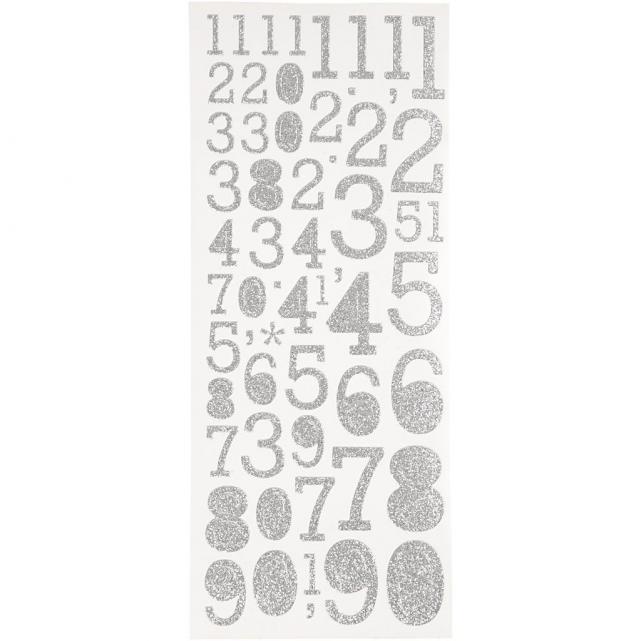 Focus Focus Glitter Stickers Silber Numbers