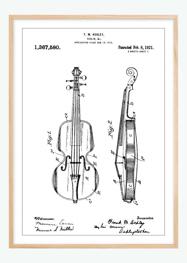 Bildverkstad Patentzeichnung - Geige Poster