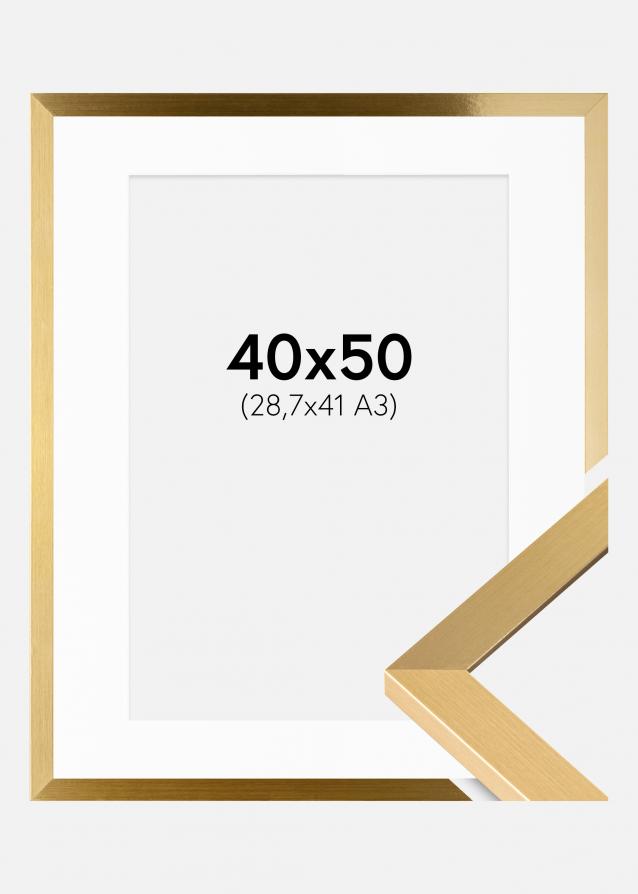 Ram med passepartou Rahmen Selection Gold 40x50 cm - Passepartout Weiß 29,7x42 cm (A3)