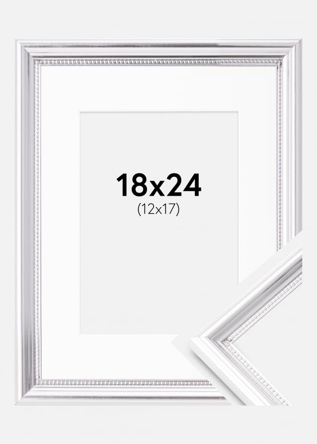 Ram med passepartou Rahmen Gala Silber 18x24 cm - Passepartout Weiß 13x18 cm