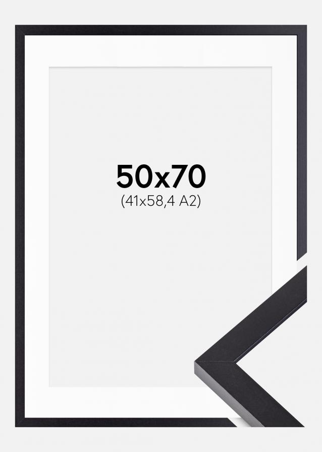 Ram med passepartou Rahmen Selection Schwarz 50x70 cm - Passepartout Weiß 42x59,4 cm (A2)