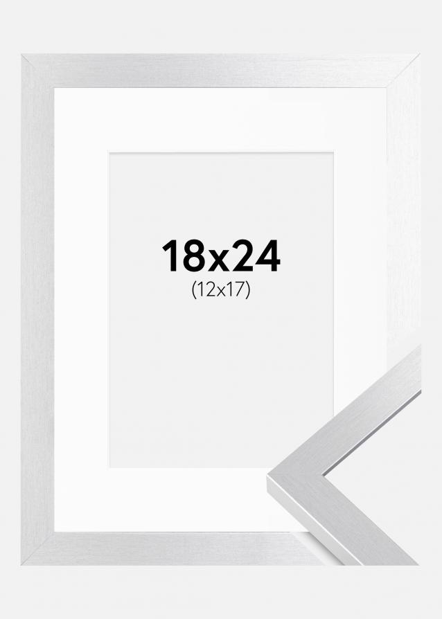 Ram med passepartou Rahmen Selection Silber 18x24 cm - Passepartout Weiß 13x18 cm