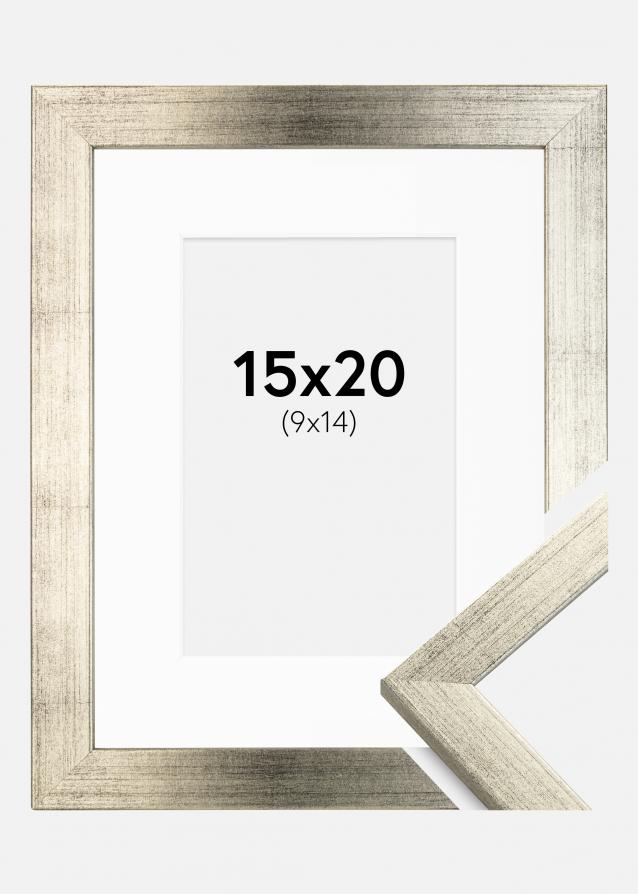 Ram med passepartou Rahmen Stilren Silber 15x20 cm - Passepartout Weiß 10x15 cm
