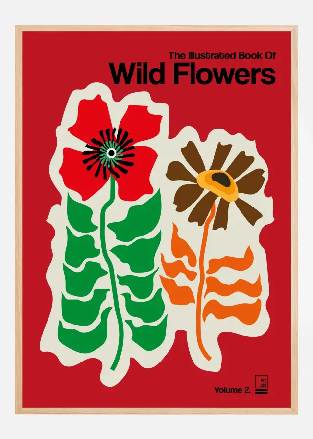 Bildverkstad The Illustrated Book Of Wild Flowers Vol.2 Red Poster