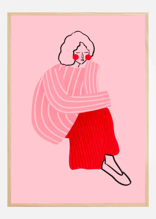 Bildverkstad Pink and Red Line Lady Poster