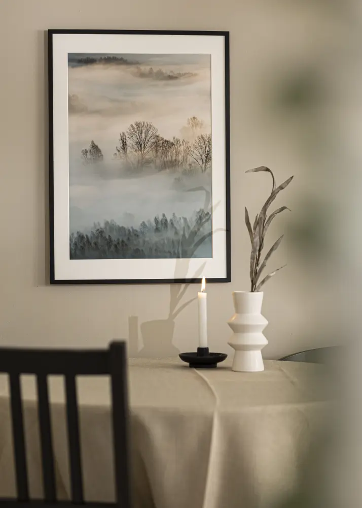 Ram med passepartou Rahmen Edsbyn Schwarz 30x38 cm - Passepartout Weiß 21x28 cm