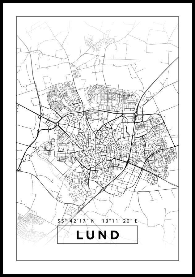 Bildverkstad Map - Lund - White Poster