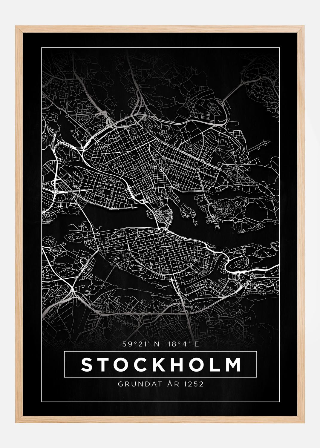 Product Image for Map - Stockholm - Black Poster (21x29.7 cm (A4))