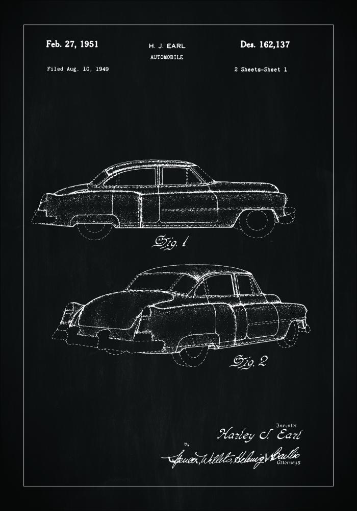 Bildverkstad Patentzeichnung - Cadillac I - Schwarz Poster