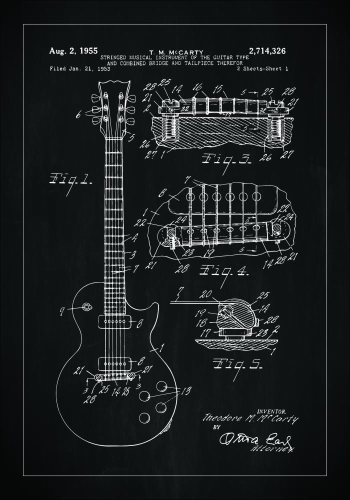 Bildverkstad Patentzeichnung - E-Gitarre I - Schwarz Poster