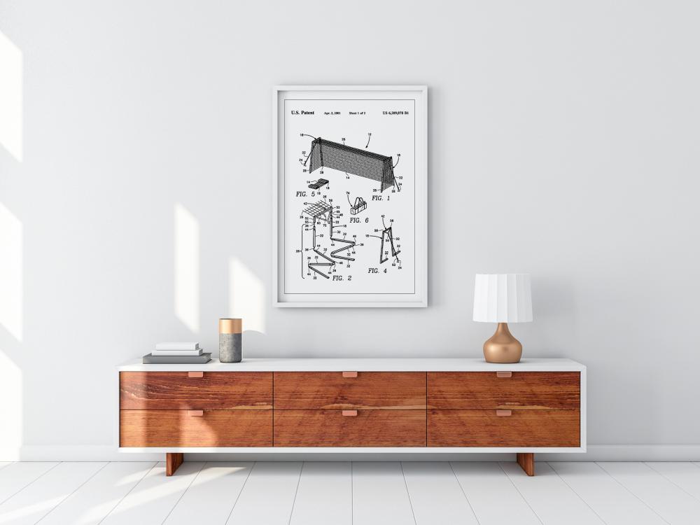 Bildverkstad Patent Print - Soccer Goal - White Poster