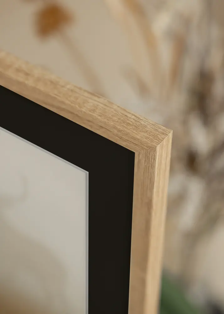 Ram med passepartou Rahmen Fiorito Helle Eiche 60x80 cm - Passepartout Schwarz 50x70 cm