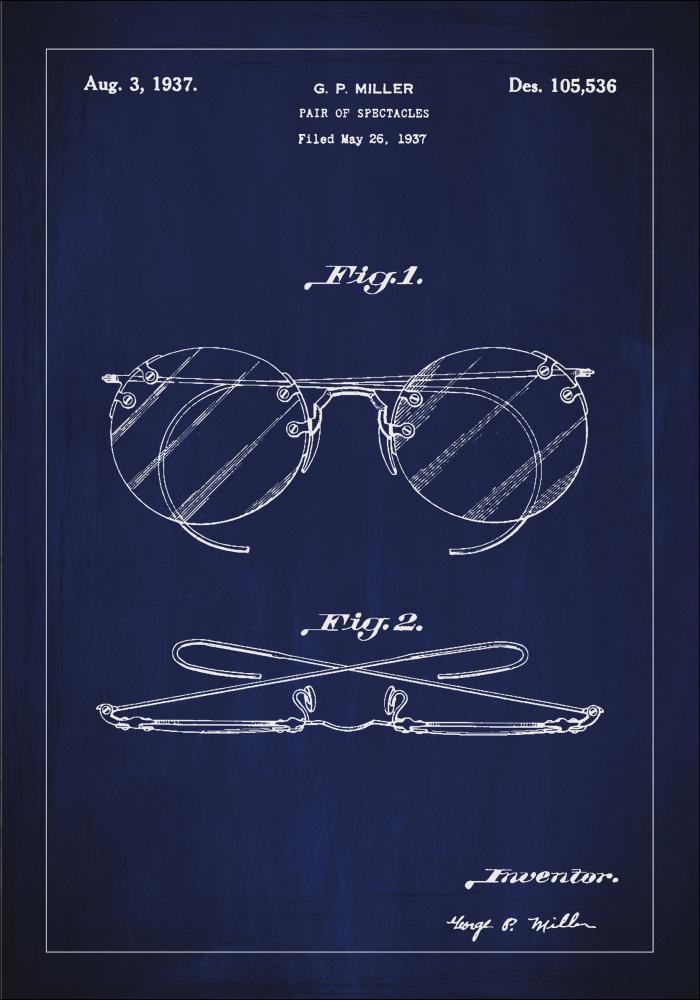 Bildverkstad Patentzeichnung - Brille A - Blau Poster