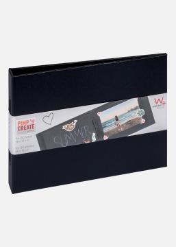 Walther Pac Mini Fotoalbum Schwarz - 15,5x11 cm (12 schwarze Seiten / 6 Blatt)