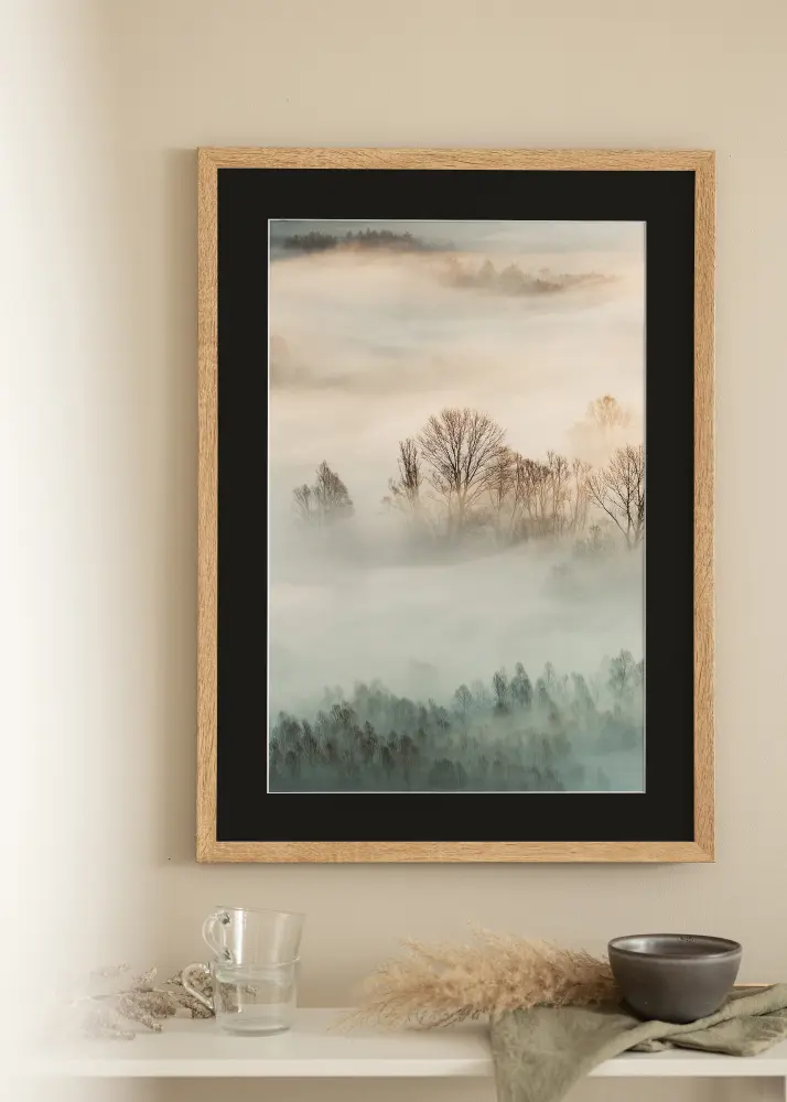 Ram med passepartou Rahmen Fiorito Helle Eiche 60x80 cm - Passepartout Schwarz 50x70 cm
