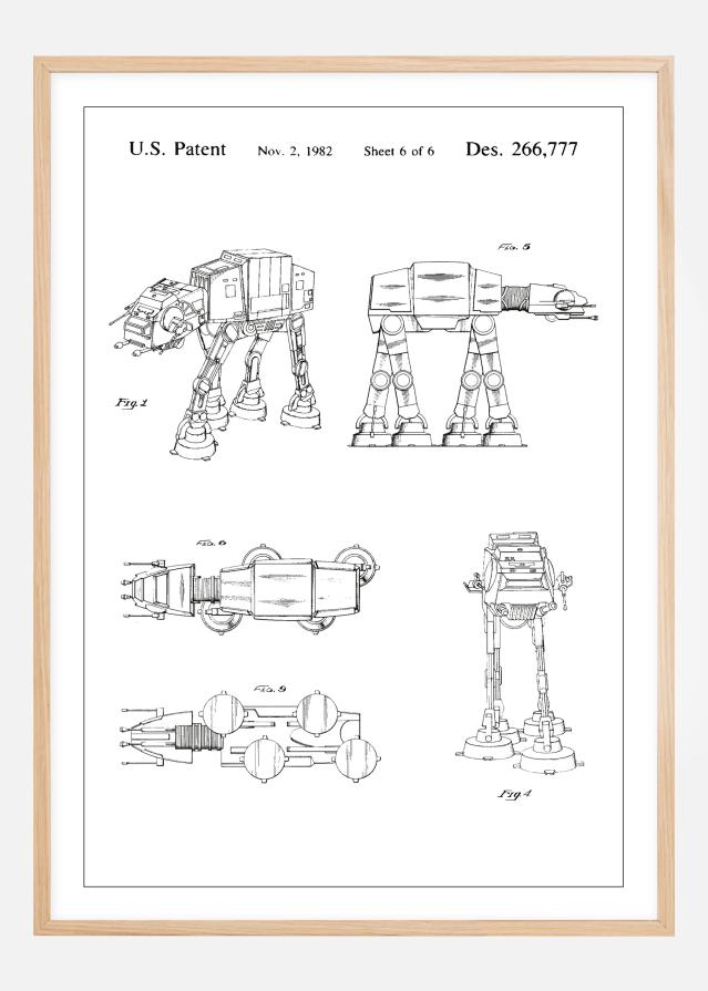 Bildverkstad Patentzeichnung - Star Wars - Walker - Weiß Poster