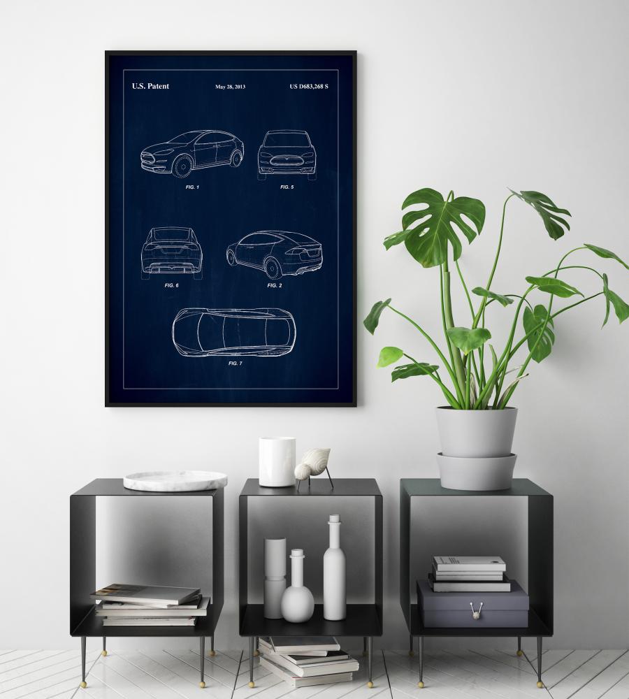 Bildverkstad Patent Print - Tesla - Blue Poster