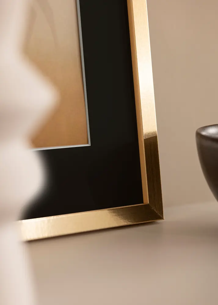 Ram med passepartou Rahmen Trendy Gold 13x18 cm - Passepartout Schwarz 3,5x5 inches