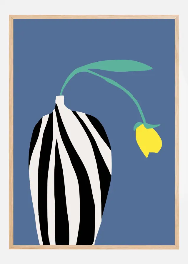 Bildverkstad Tulip In Zebra Striped Vase Poster