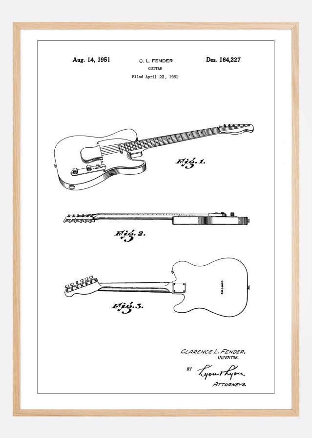 Bildverkstad Patent Print - Guitar - White Poster