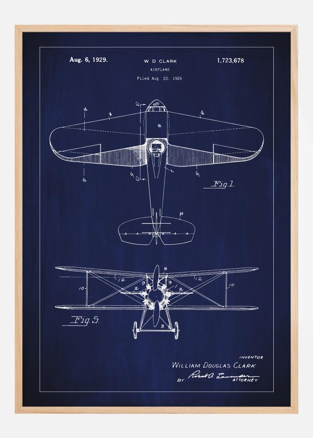 Bildverkstad Patentzeichnung - Flugzeug - Blau Poster