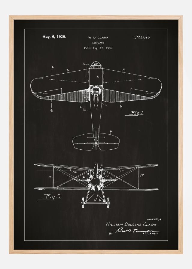 Bildverkstad Patentzeichnung - Flugzeug - Schwarz Poster