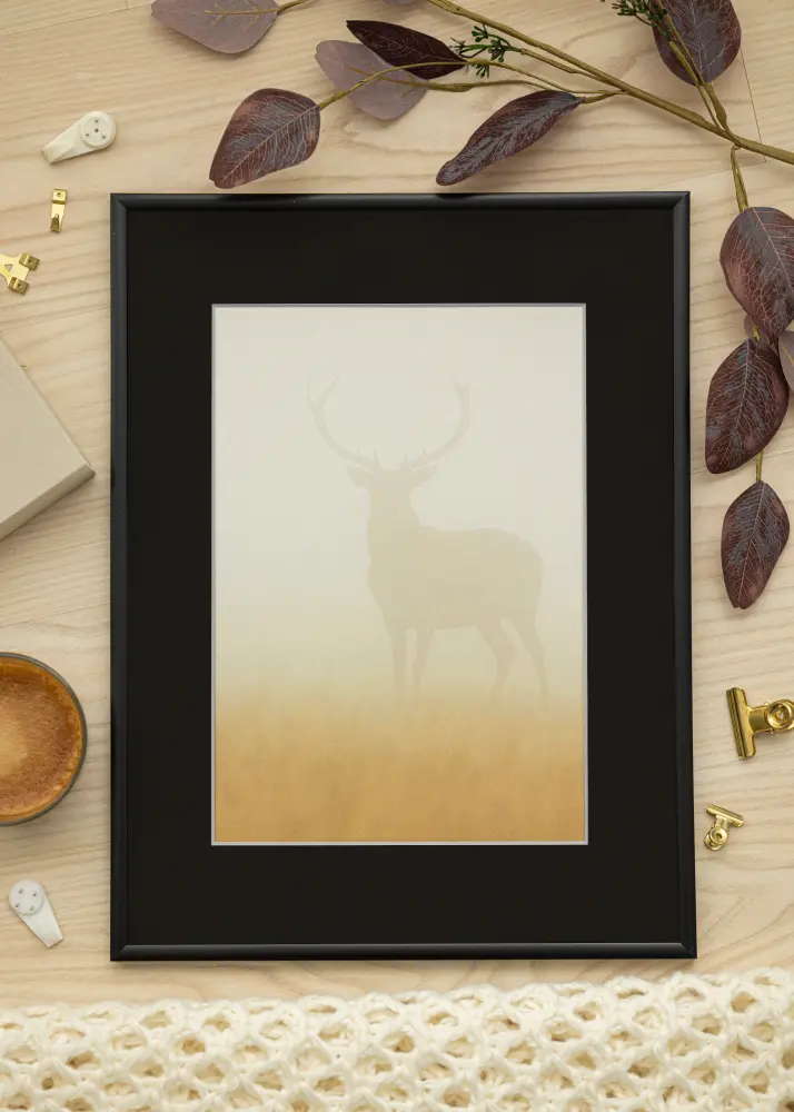 Ram med passepartou Rahmen New Lifestyle Matt Schwarz 30x40 cm - Passepartout Schwarz 18x27 cm