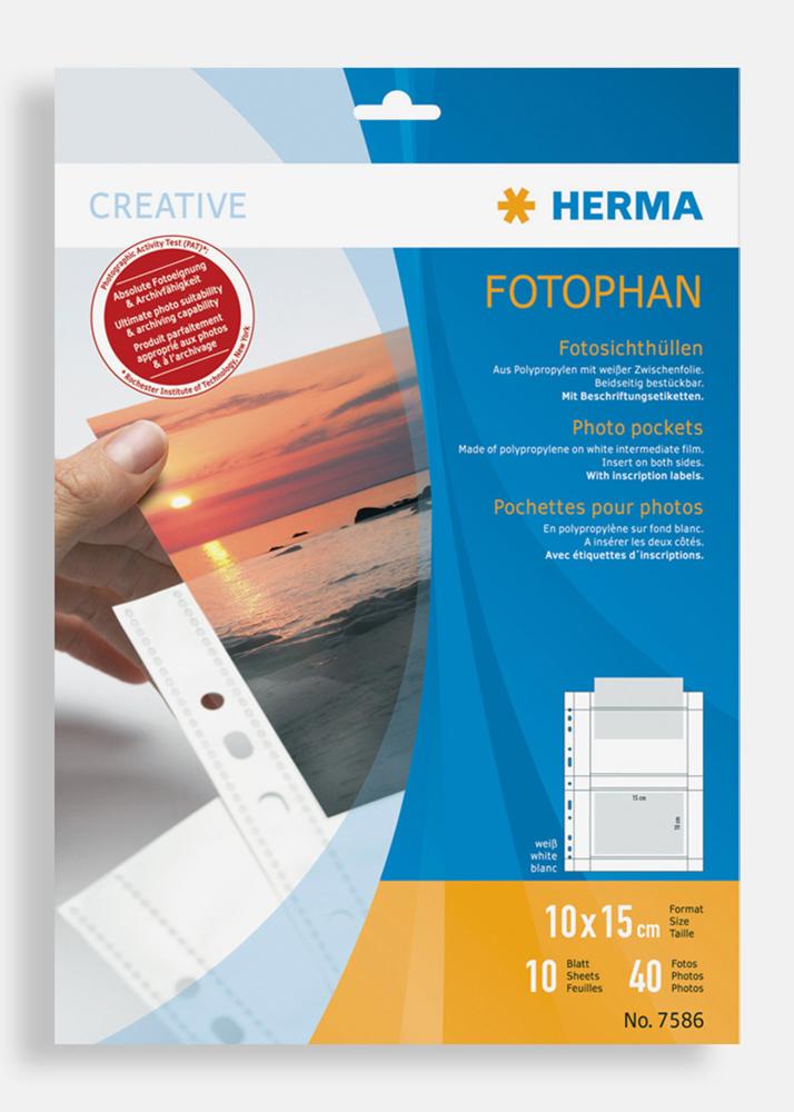 Difox Herma Fototaschen 10x15 cm horizontal - 10er-Pack Weiß