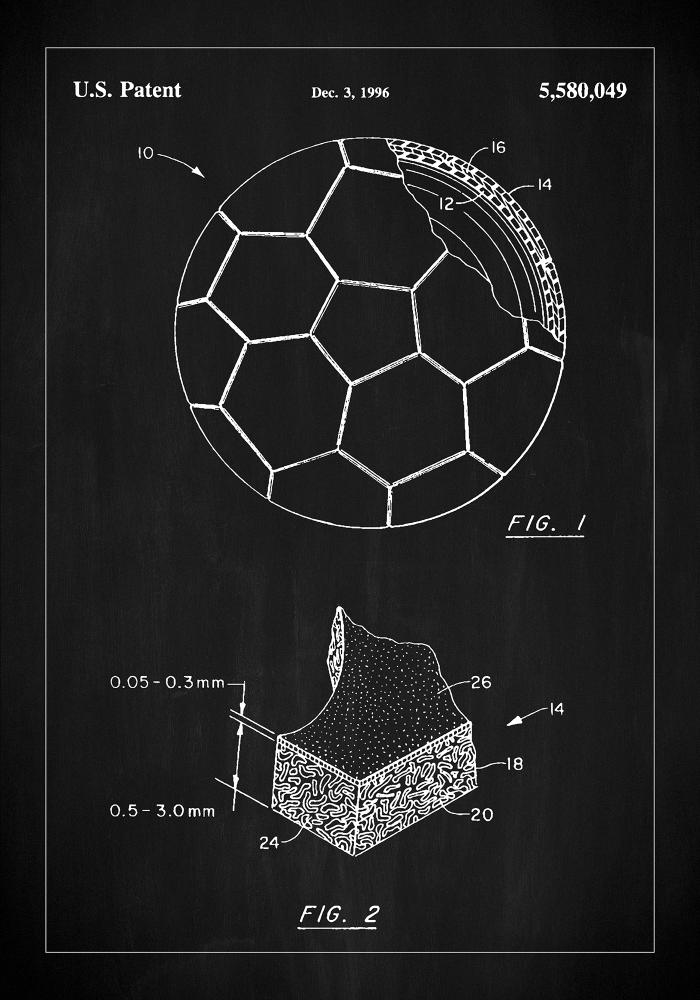 Bildverkstad Patent Print - Football - Black Poster