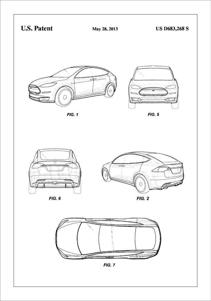 Bildverkstad Patent Print - Tesla - White Poster