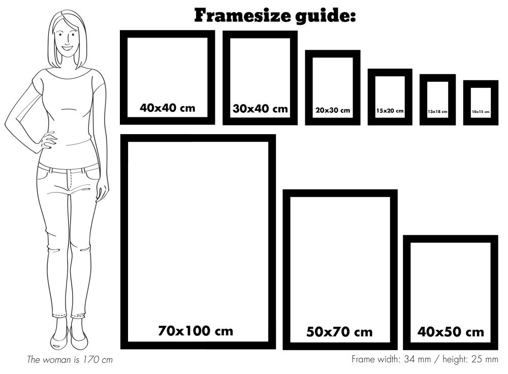 Ram med passepartou Rahmen Öjaren Weiß 70x100 cm - Passepartout Schwarz 62x93 cm