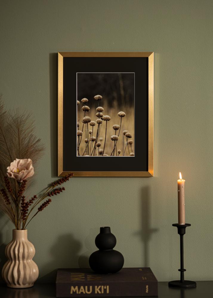 Ram med passepartou Rahmen Selection Gold 50x70 cm - Passepartout Schwarz 42x59,4 cm (A2)