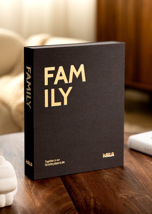 BGA KAILA FAMILY Black - Coffee Table Photo Album (60 Schwarze Seiten)