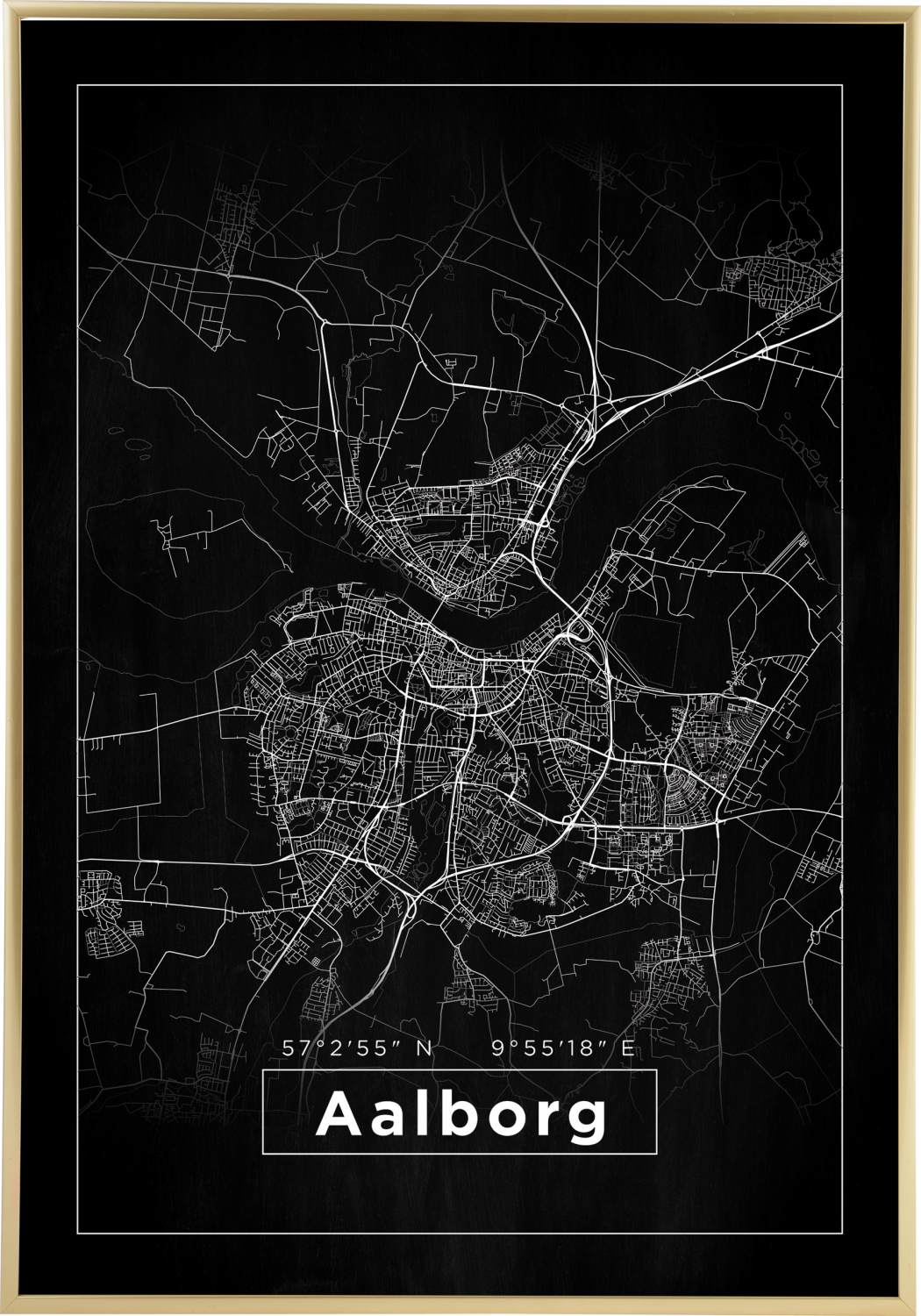 Product Image for Map - Aalborg - Black (40x50 cm)