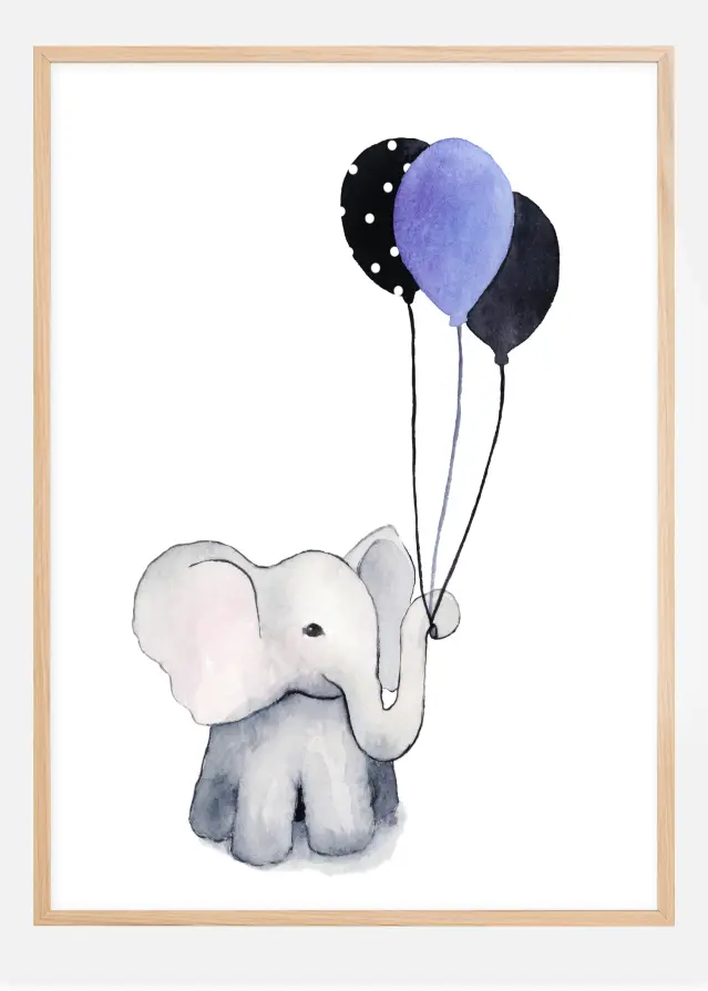 Bildverkstad Elephant With Balloons Poster