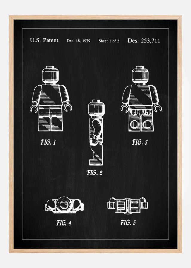 Bildverkstad Patentzeichnung - Lego I - Schwarz Poster