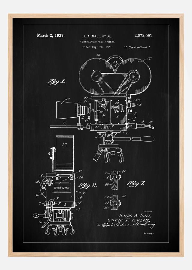 Bildverkstad Patent Print - Cinematic Camera - Black Poster