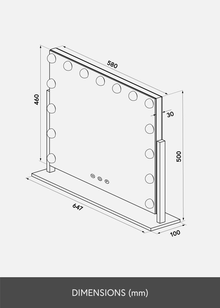 KAILA KAILA Kosmetikspiegel Soft Corner LED Silber 65x50 cm