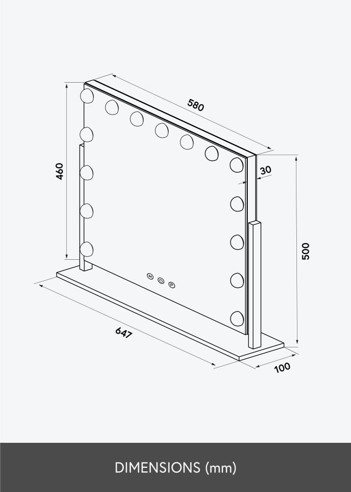 KAILA KAILA Kosmetikspiegel Soft Corner LED Schwarz 60x52 cm