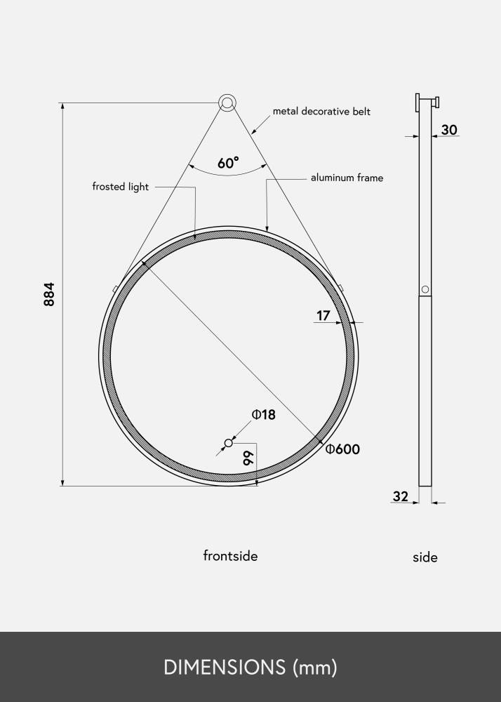 KAILA KAILA Spiegel Belt LED Guld 60 cm Ø