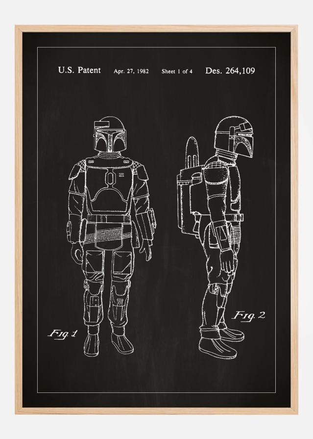 Bildverkstad Patentzeichnung - Star Wars - Boba Fett - Schwarz Poster