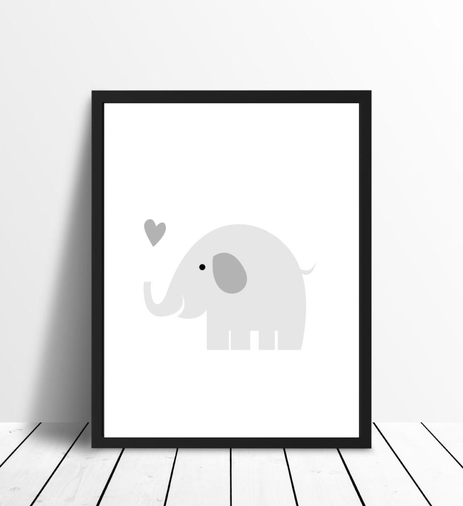 Bildverkstad Elefant Solo - Nebelgrau Poster