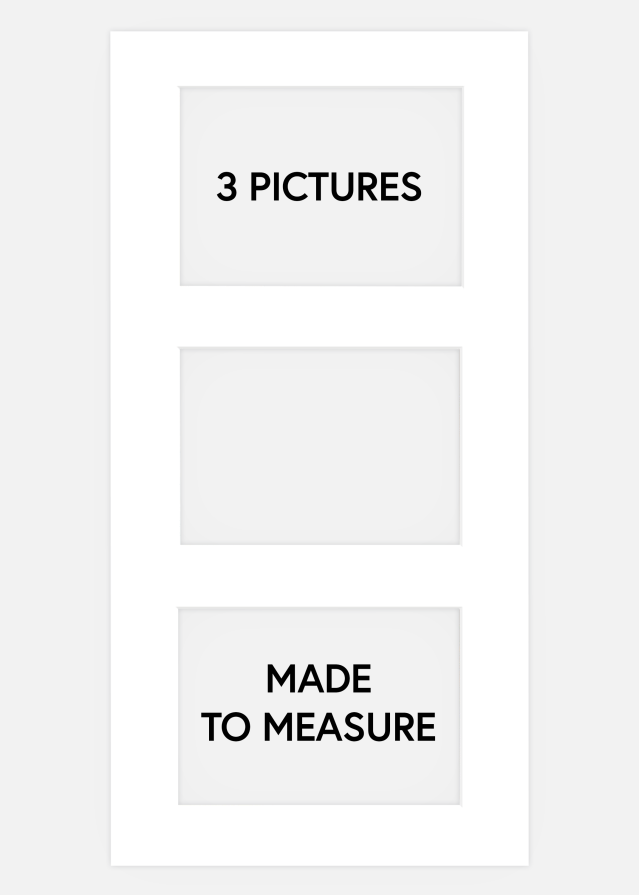 Egen tillverkning - Passepartouter Collage-Passepartout Weiß 3 Bilder - Maßanfertigung (Weißer Kern)