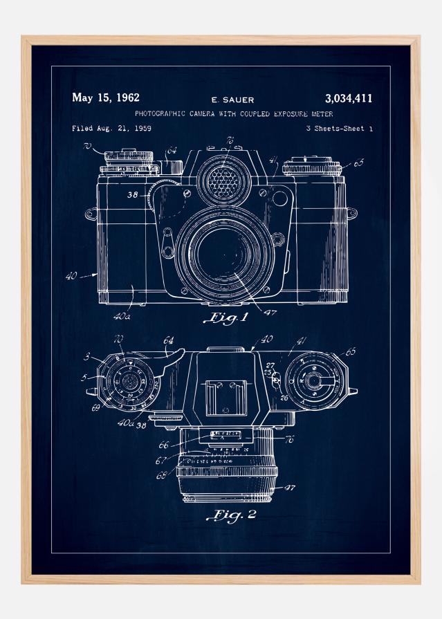 Bildverkstad Patentzeichnung - Kamera I - Blau Poster