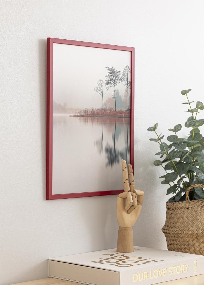 Ram med passepartou Rahmen Edsbyn Rot 50x70 cm - Passepartout Weiß 42x59,4 cm (A2)