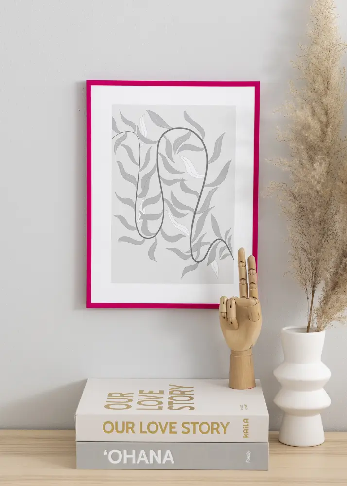 Ram med passepartou Rahmen New Lifestyle Dunkelrosa 70x100 cm - Passepartout Schwarz 24x36 inches