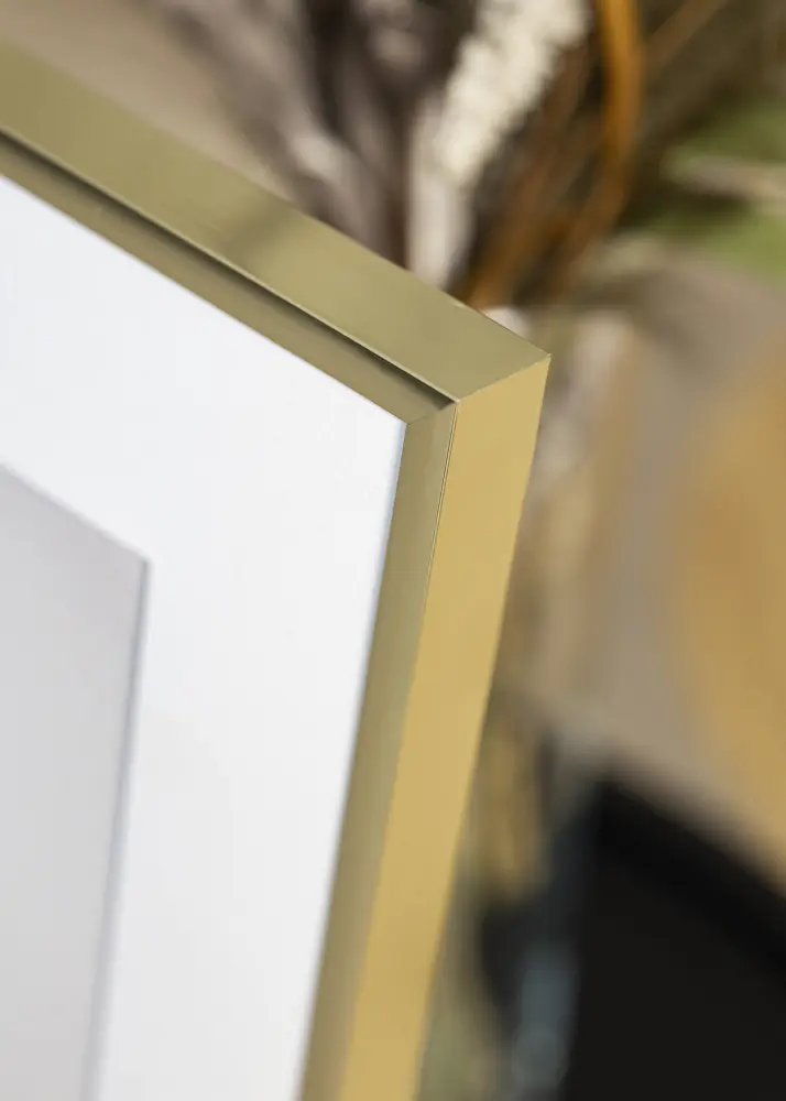 Ram med passepartou Rahmen Poster Frame Aluminum Gold 70x100 cm - Passepartout Weiß 62x93 cm
