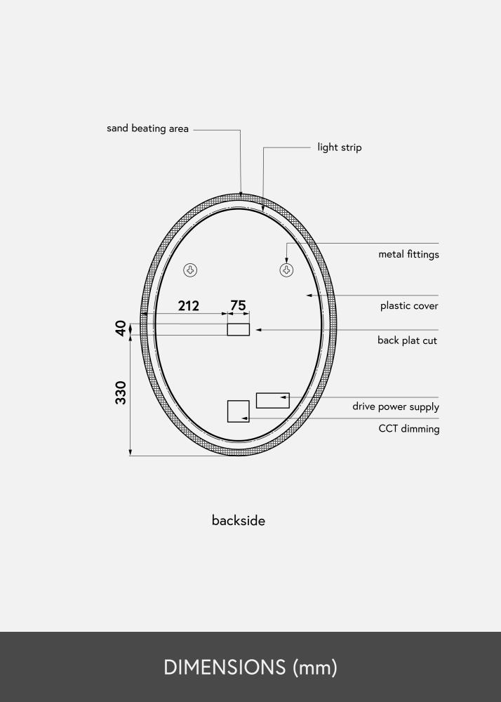 KAILA KAILA Spiegel Oval LED 50x70 cm