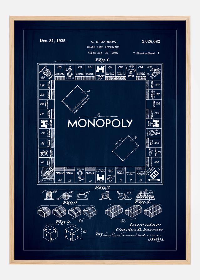 Bildverkstad Patentzeichnung - Monopoly I - Blau Poster