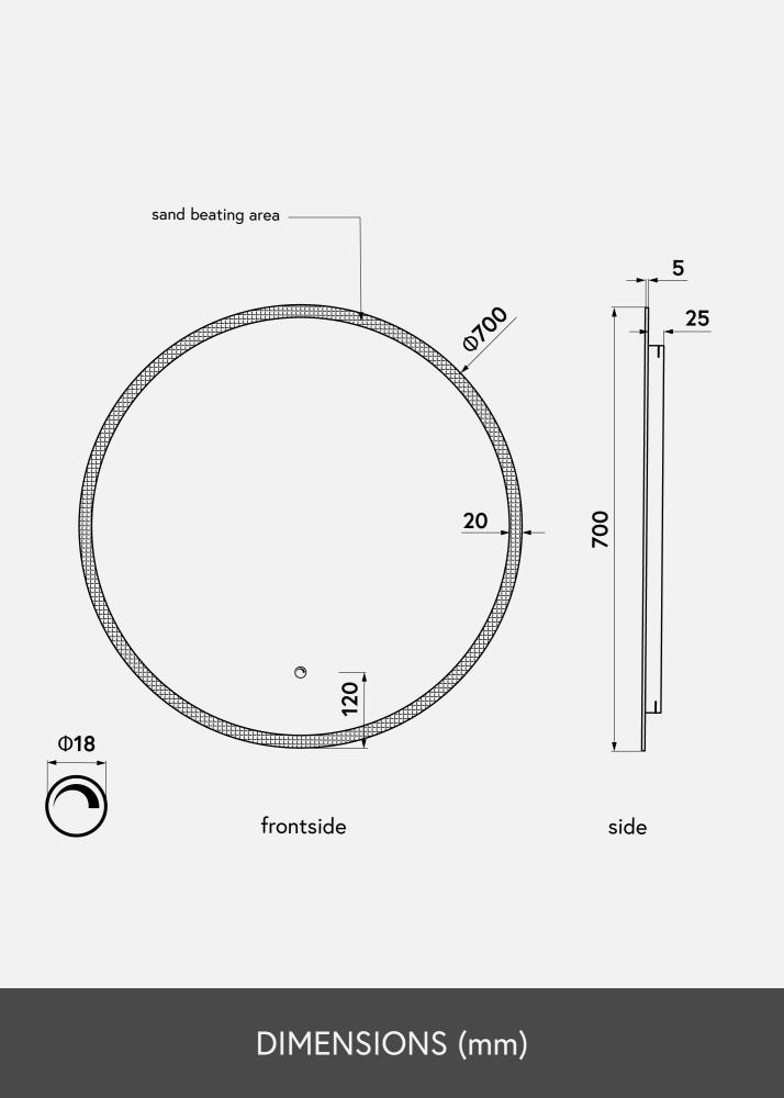 KAILA KAILA Spiegel Frost LED 70 cm Ø